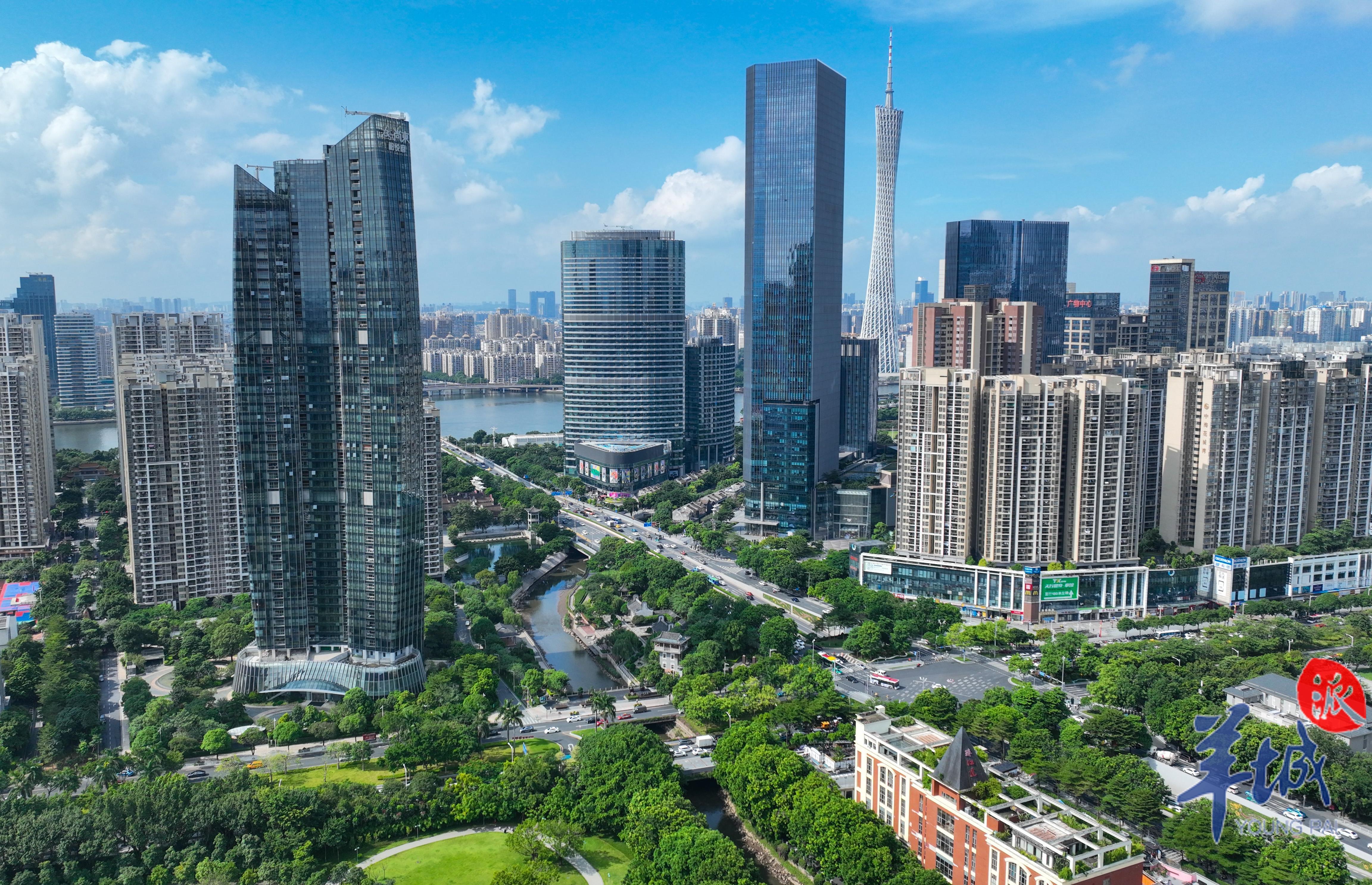 猎德涌流域,既有绿美景也有现代化城景